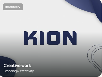 KION brand identity and packaging design with the navy KION wordmark